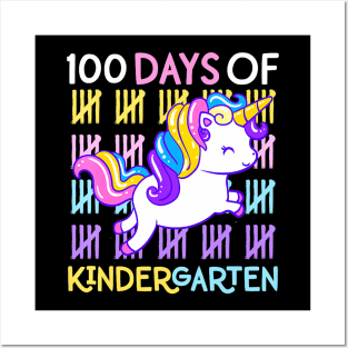 100 Days of Kindergarten Unicorn Teacher Girls Toddler Kids Posters and Art